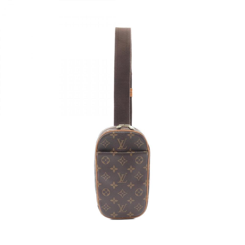 Louis Vuitton Pochette Gange Waist Bag Body Canvas Leather Monogram Brown